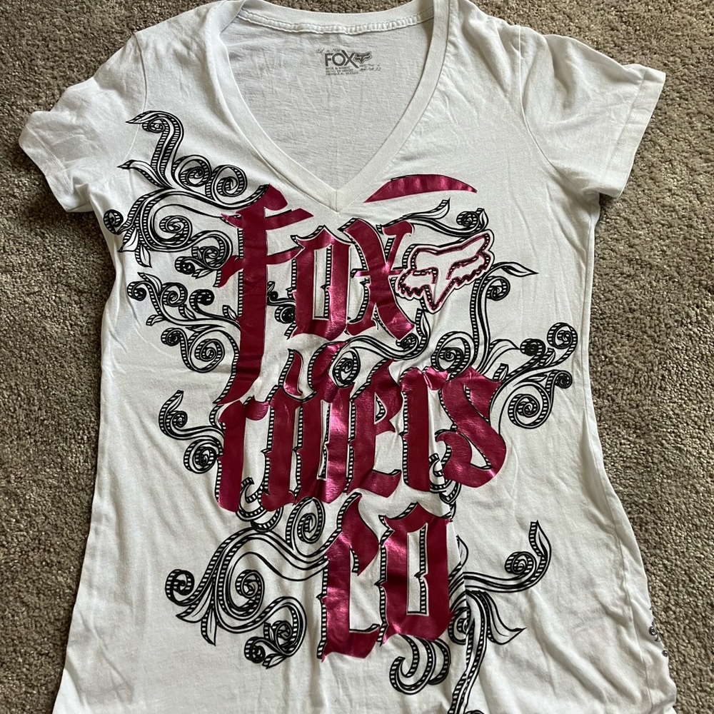 Fox white t shirt, size large